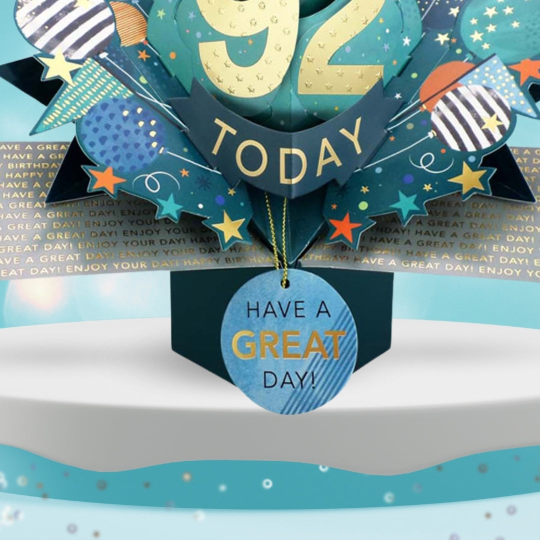 92 Today Happy 92nd Birthday Pop Up Greeting Card