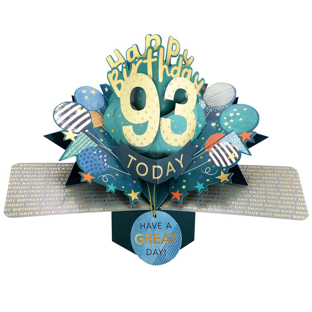 93 Today Happy 93rd Birthday Pop Up Greeting Card