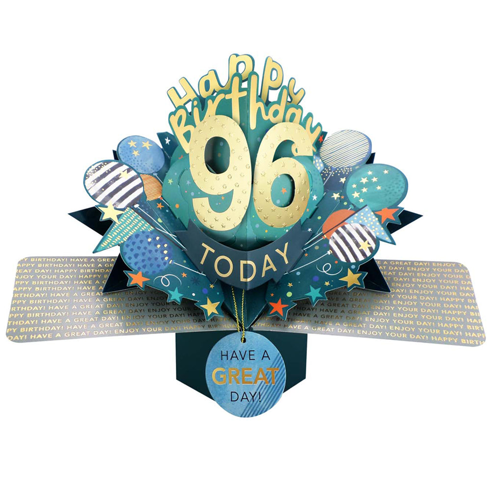 96 Today Happy 96th Birthday Pop Up Greeting Card