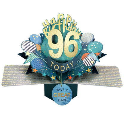 96 Today Happy 96th Birthday Pop Up Greeting Card
