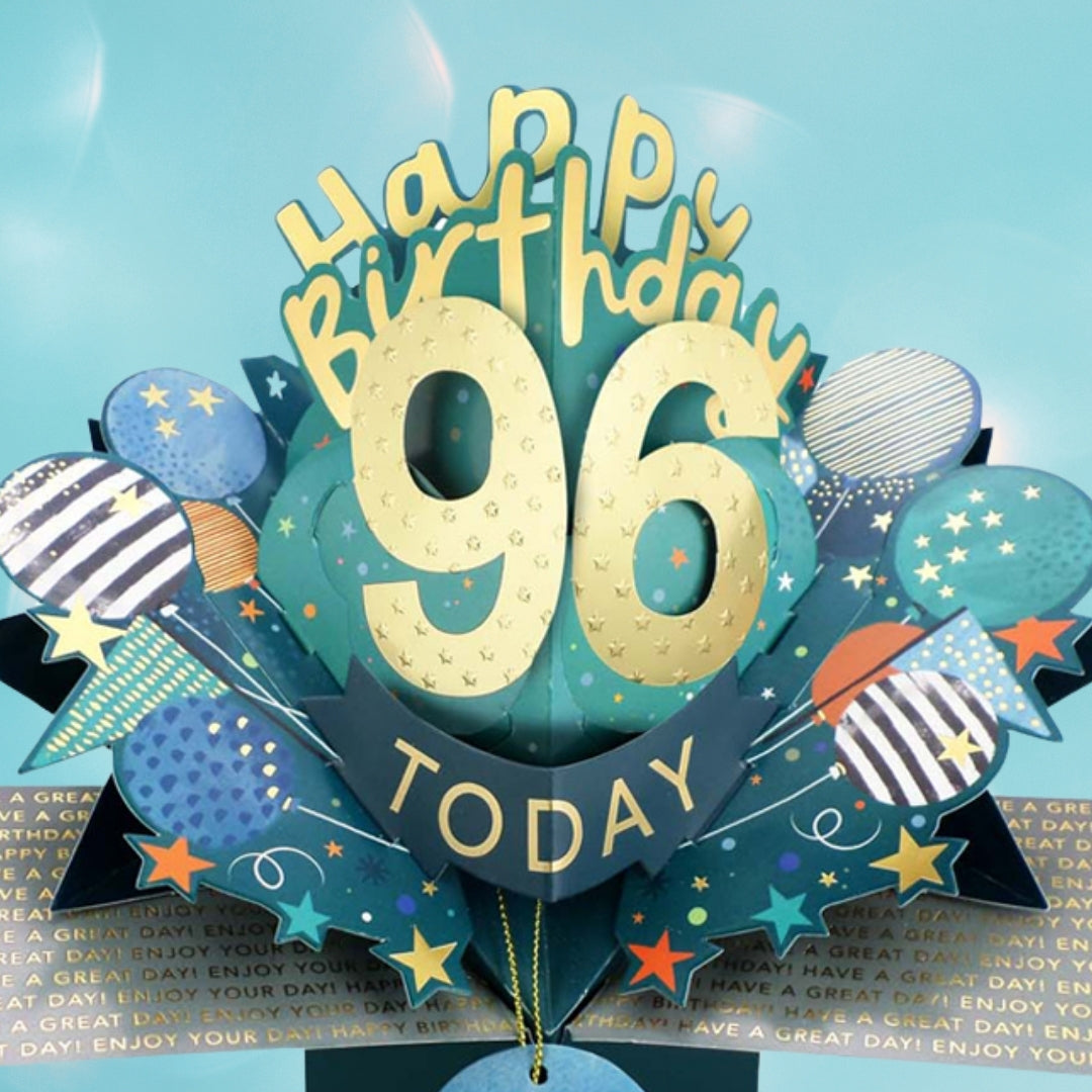 96 Today Happy 96th Birthday Pop Up Greeting Card