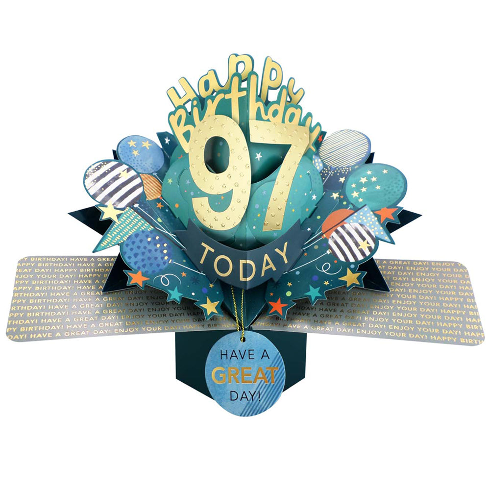 97 Today Happy 97th Birthday Pop Up Greeting Card