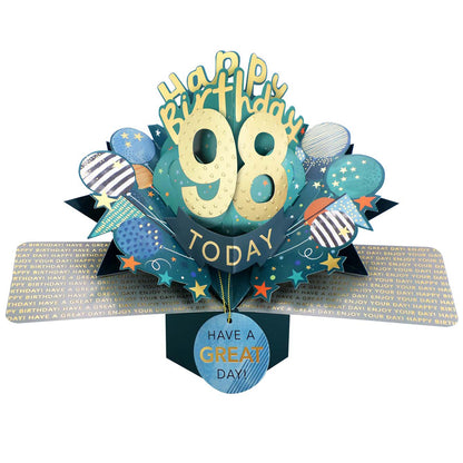 98 Today Happy 98th Birthday Pop Up Greeting Card
