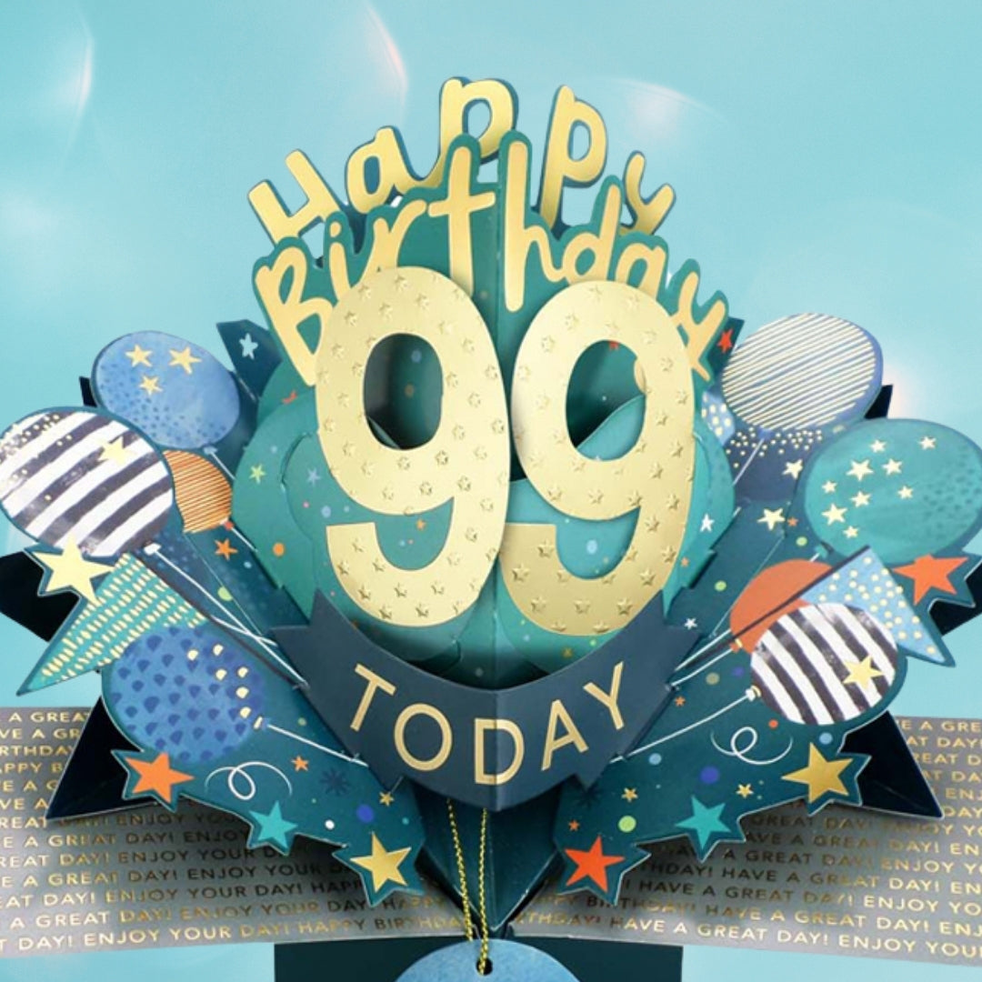 99 Today Happy 99th Birthday Pop Up Greeting Card
