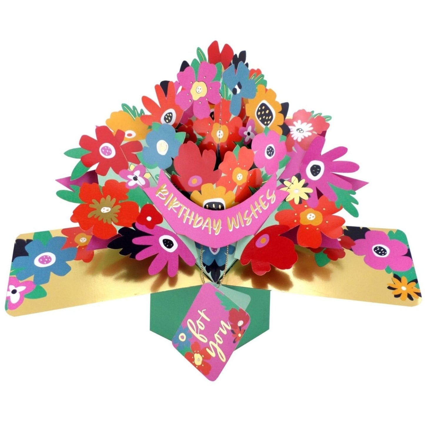 Bright Flowers 3D Pop Up Birthday Greeting Card Happy Petals For You