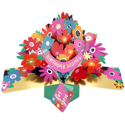 Bright Flowers 3D Pop Up Birthday Greeting Card Happy Petals For You
