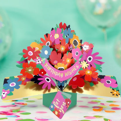 Bright Flowers 3D Pop Up Birthday Greeting Card Happy Petals For You