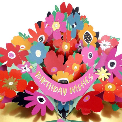 Bright Flowers 3D Pop Up Birthday Greeting Card Happy Petals For You