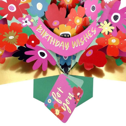 Bright Flowers 3D Pop Up Birthday Greeting Card Happy Petals For You