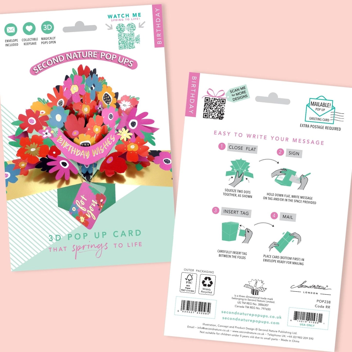 Bright Flowers 3D Pop Up Birthday Greeting Card Happy Petals For You