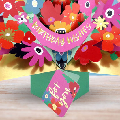 Bright Flowers 3D Pop Up Birthday Greeting Card Happy Petals For You