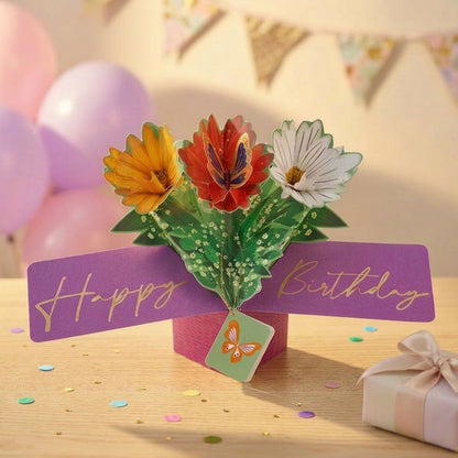 Floral 3D Pop Up Birthday Greeting Card Gerbera Surprise For Her