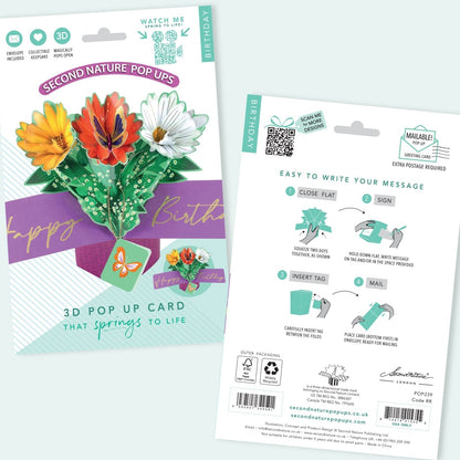 Floral 3D Pop Up Birthday Greeting Card Gerbera Surprise For Her