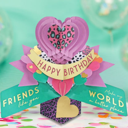 Friends Like You 3D Pop Up Birthday Greeting Card True Friend Love Hearts