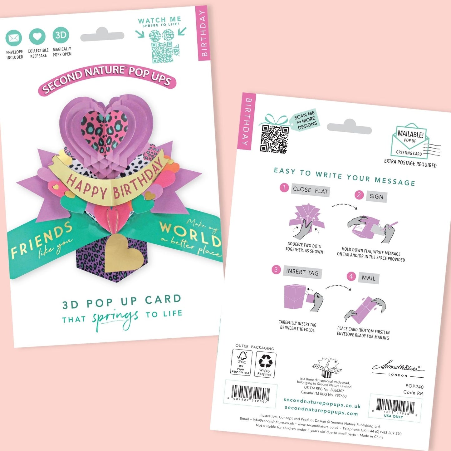 Friends Like You 3D Pop Up Birthday Greeting Card True Friend Love Hearts