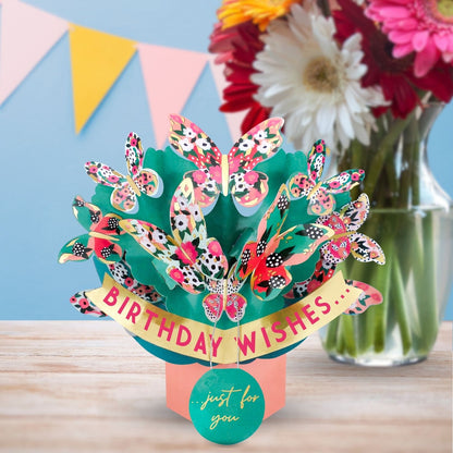 Butterfly Bouquet 3D Pop Up Birthday Greeting Card Whimsical Butterflies For Her