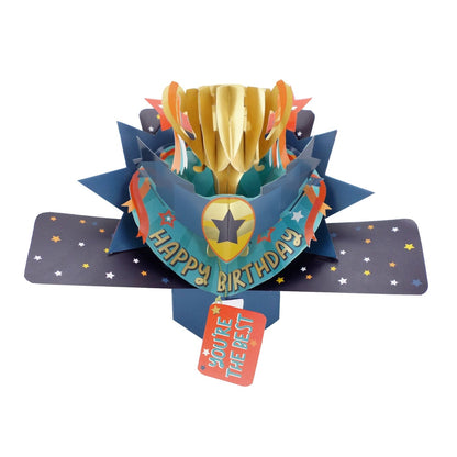 You're The Best 3D Pop Up Birthday Greeting Card Shining Trophy For Him