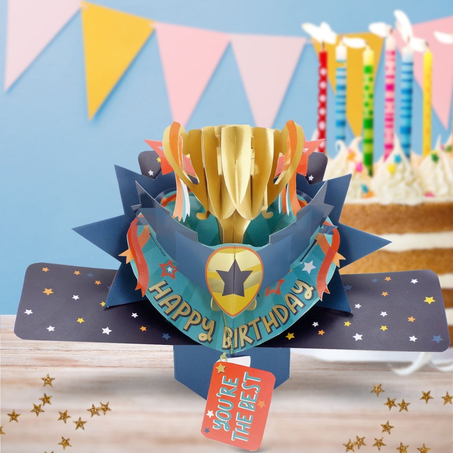You're The Best 3D Pop Up Birthday Greeting Card Shining Trophy For Him