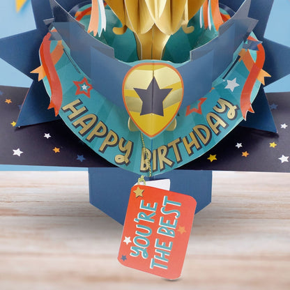 You're The Best 3D Pop Up Birthday Greeting Card Shining Trophy For Him