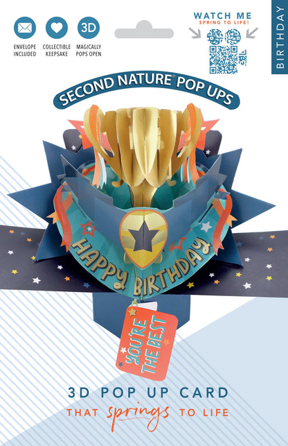You're The Best 3D Pop Up Birthday Greeting Card Shining Trophy For Him