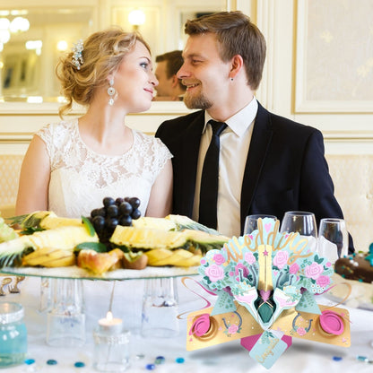 Wedding Day 3D Pop Up Greeting Card Sparkling Celebration Roses & Champagne
