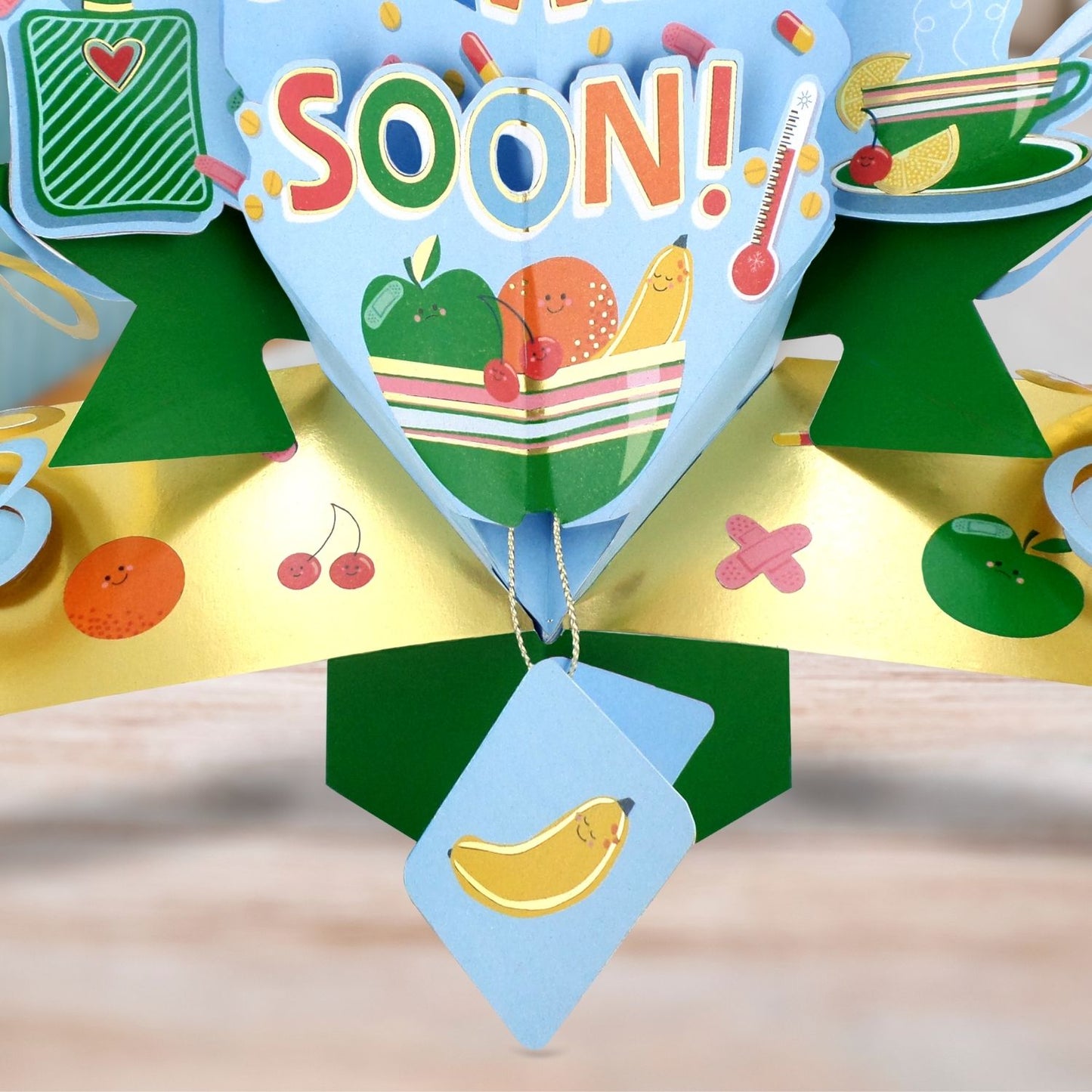 Get Well Soon 3D Pop Up Greeting Card Cheerful Comfort & Take It Easy Wishes
