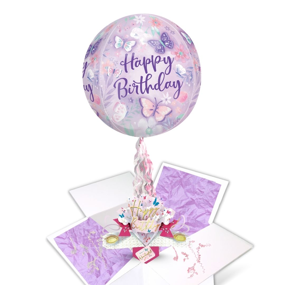 Any Female Birthday Pop Up Card & Floating Balloon In A Box Surprise