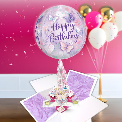 Any Female Birthday Pop Up Card & Floating Balloon In A Box Surprise