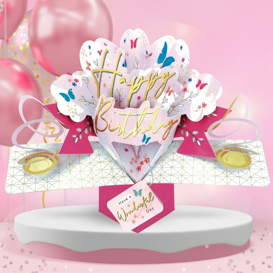 Any Female Birthday Pop Up Card & Floating Balloon In A Box Surprise