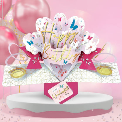 Any Female Birthday Pop Up Card & Floating Balloon In A Box Surprise