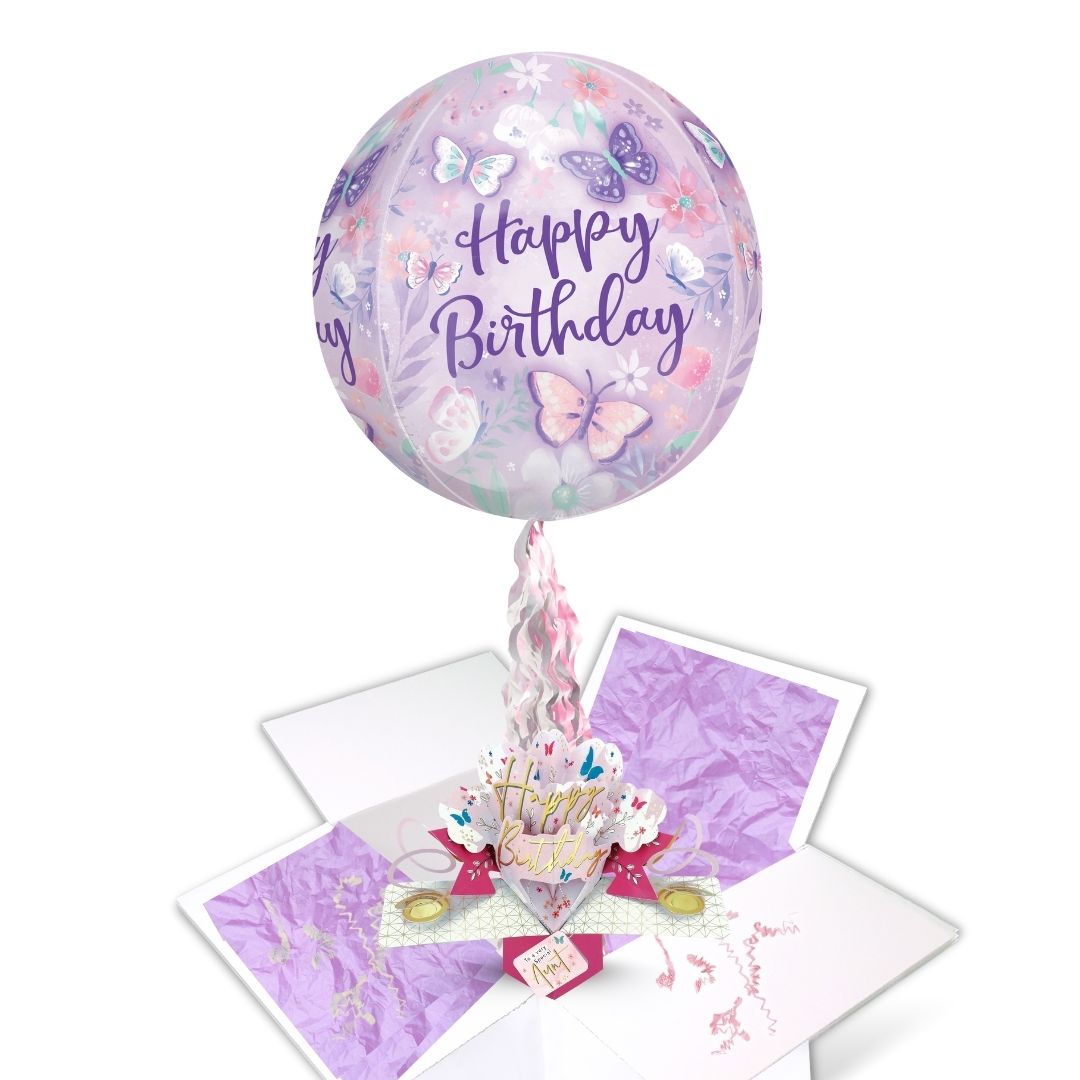 For Her Birthday Pop Up Card & Floating Balloon In A Box Surprise