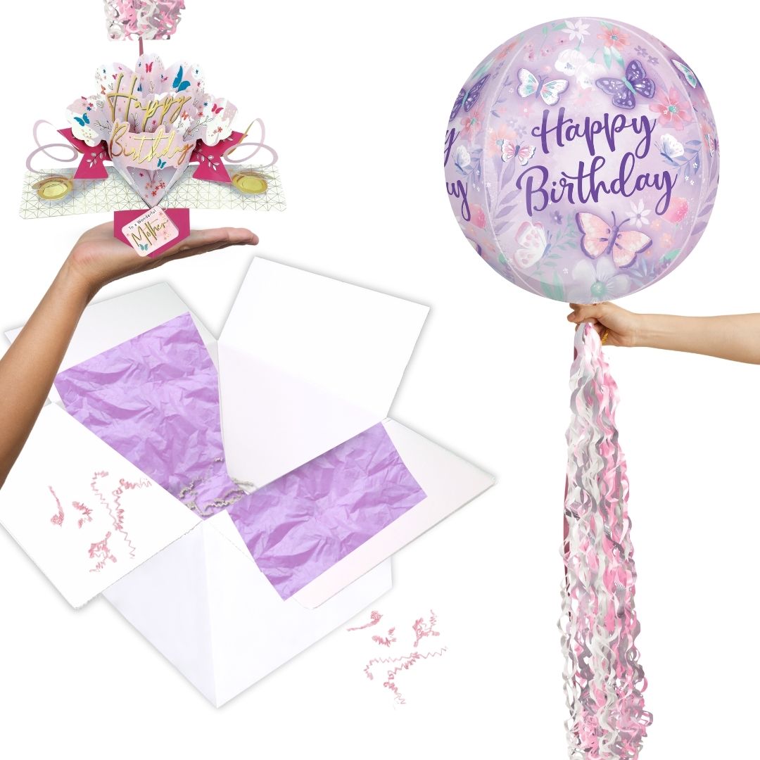 Mother Birthday Pop Up Card & Floating Balloon In A Box Surprise