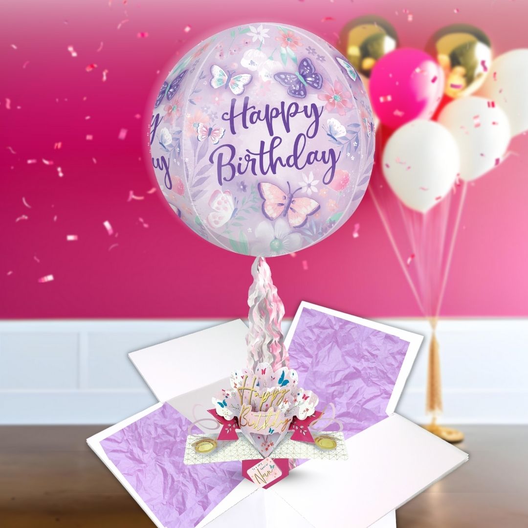 Nan Birthday Pop Up Card & Floating Balloon In A Box Surprise