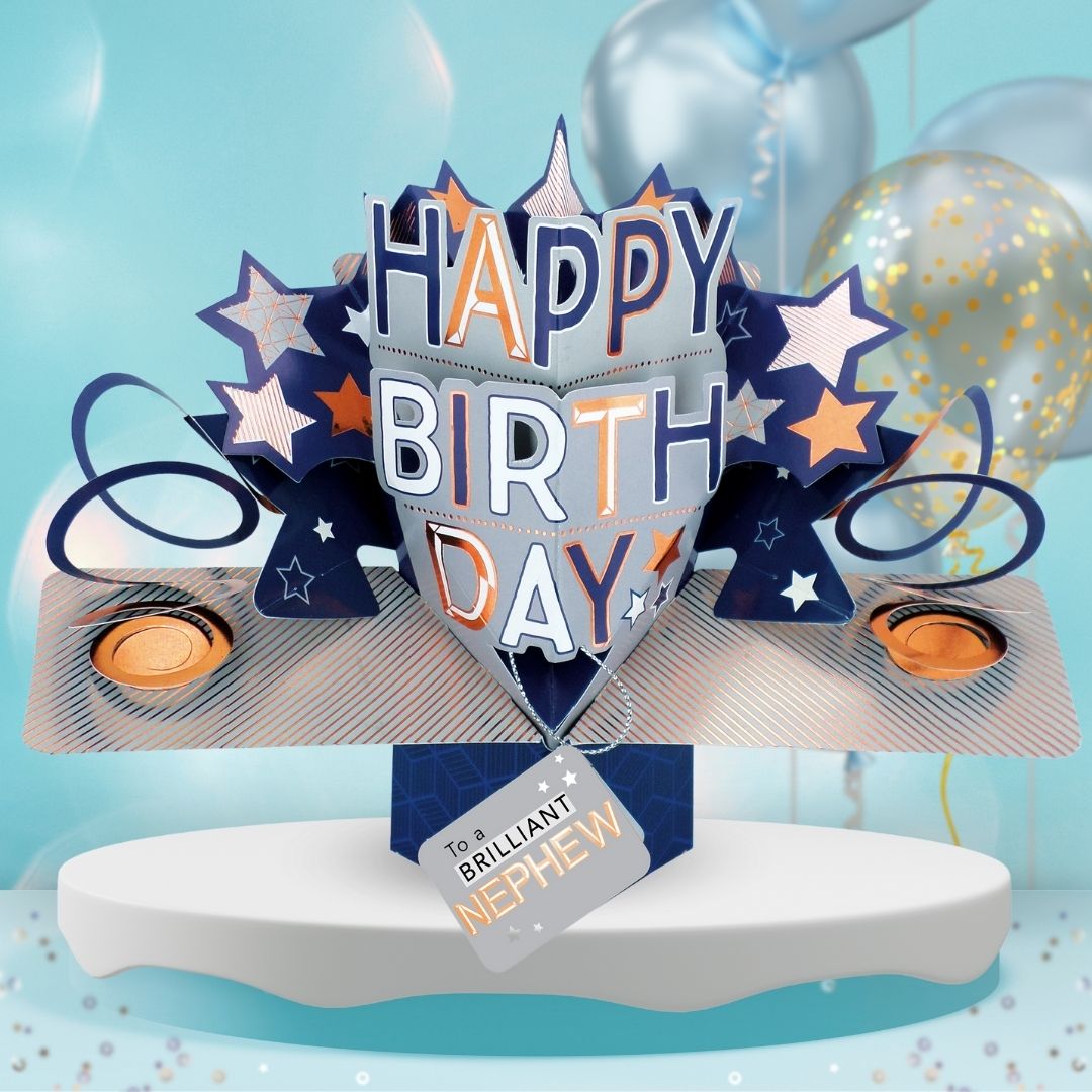Nephew Birthday Pop Up Card & Floating Balloon In A Box Surprise