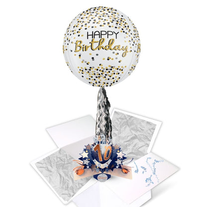 Any Age Birthday Pop Up Card & Floating Balloon In A Box Surprise