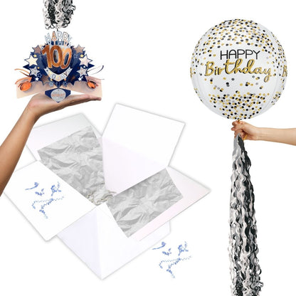 100th Birthday Pop Up Card & Floating Balloon In A Box Surprise For Him