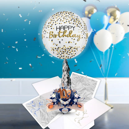 103rd Birthday Pop Up Card & Floating Balloon In A Box Surprise For Him