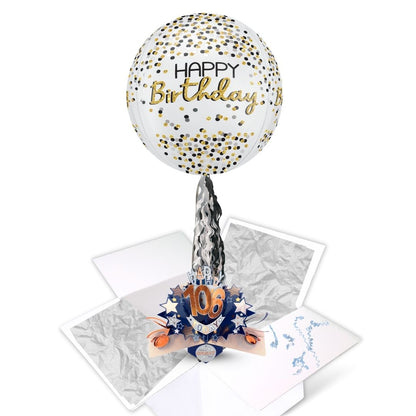 106th Birthday Pop Up Card & Floating Balloon In A Box Surprise For Him