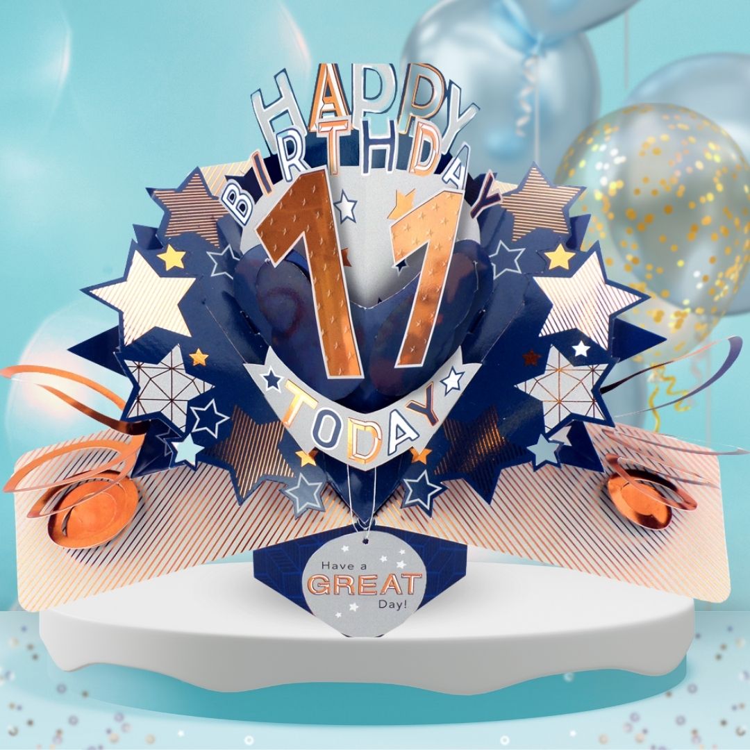 11th Birthday Pop Up Card & Floating Balloon In A Box Surprise For Him