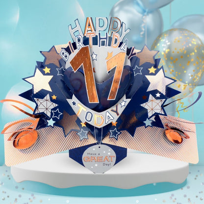 11th Birthday Pop Up Card & Floating Balloon In A Box Surprise For Him