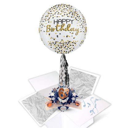 63rd Birthday Pop Up Card & Floating Balloon In A Box Surprise For Him