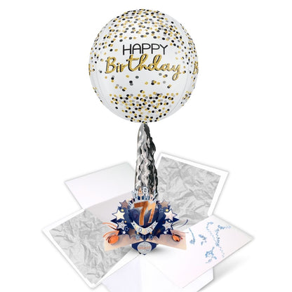 71st Birthday Pop Up Card & Floating Balloon In A Box Surprise For Him