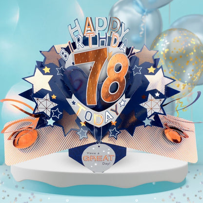 78th Birthday Pop Up Card & Floating Balloon In A Box Surprise For Him