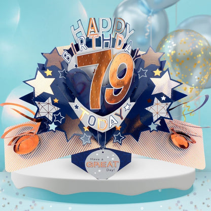 79th Birthday Pop Up Card & Floating Balloon In A Box Surprise For Him