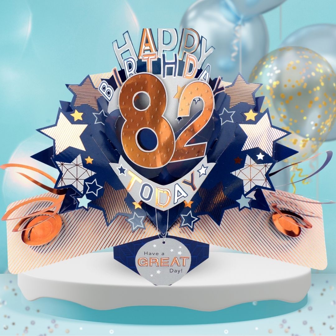 82nd Birthday Pop Up Card & Floating Balloon In A Box Surprise For Him