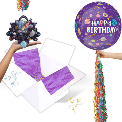 Space Rocket Birthday Pop Up Card & Floating Balloon In A Box Surprise