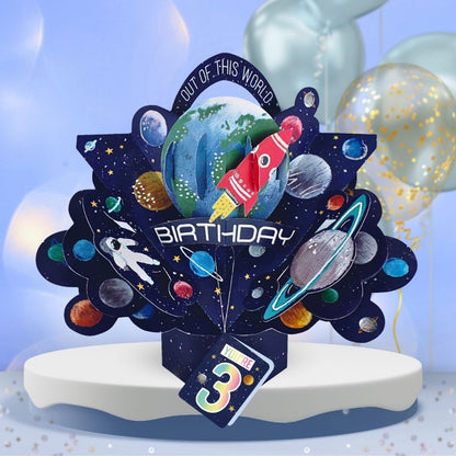 Boys 3rd Birthday Pop Up Card & Floating Balloon In A Box Surprise
