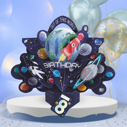 Boys 8th Birthday Pop Up Card & Floating Balloon In A Box Surprise