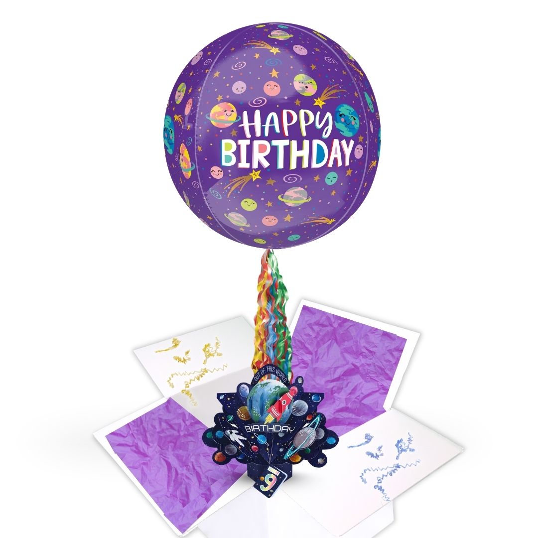 Boys 9th Birthday Pop Up Card & Floating Balloon In A Box Surprise