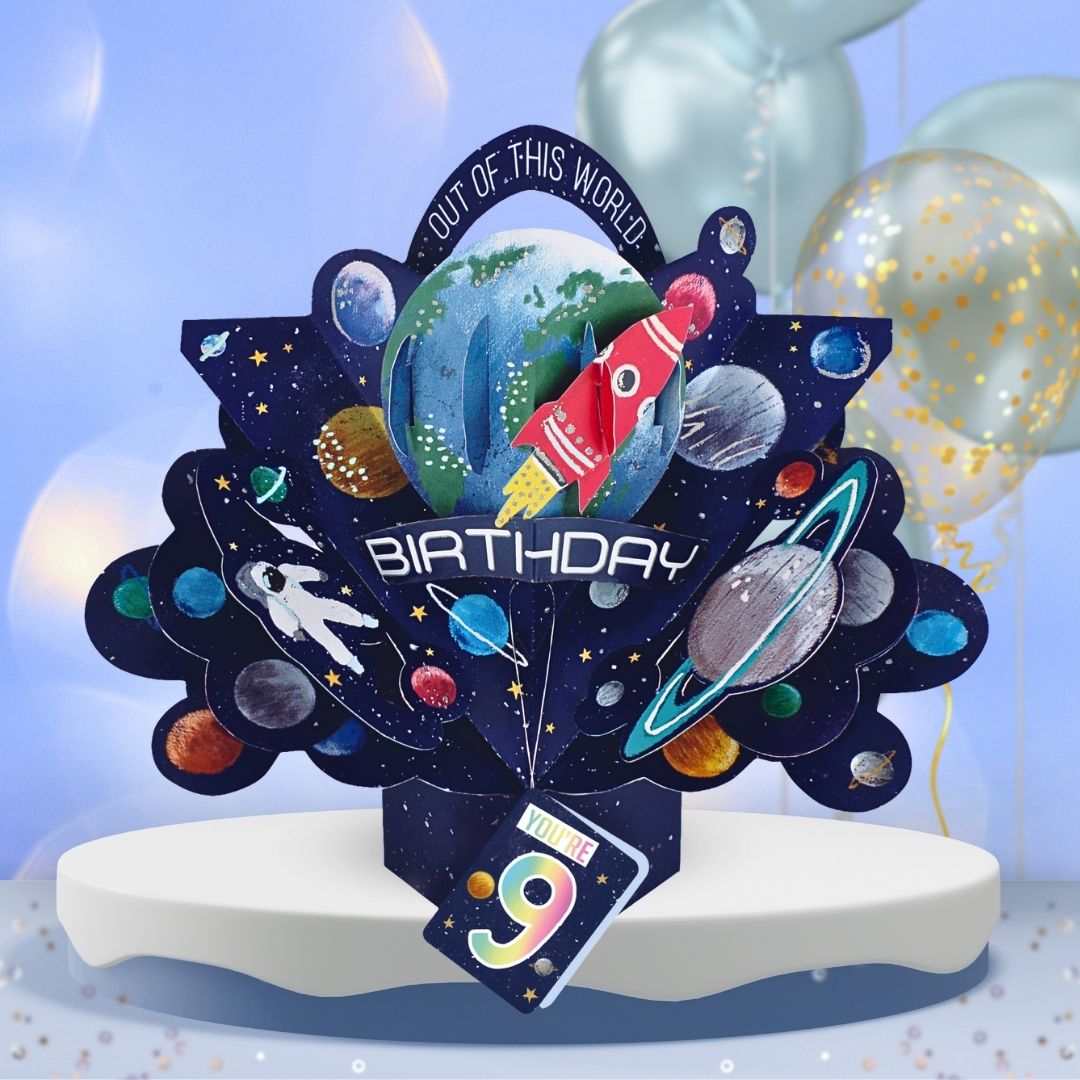 Boys 9th Birthday Pop Up Card & Floating Balloon In A Box Surprise